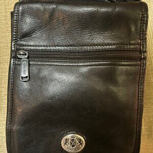 Lord Jim black leather crossbody messenger bag multi compartments unisex